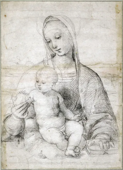 Framed Print : Madonna with the Pomegranate, c. 1504. Artist: Raphael (1483-1520) Framed Print : Madonna with the Pomegranate, c. 1504. Artist: Raphael (1483-1520)
