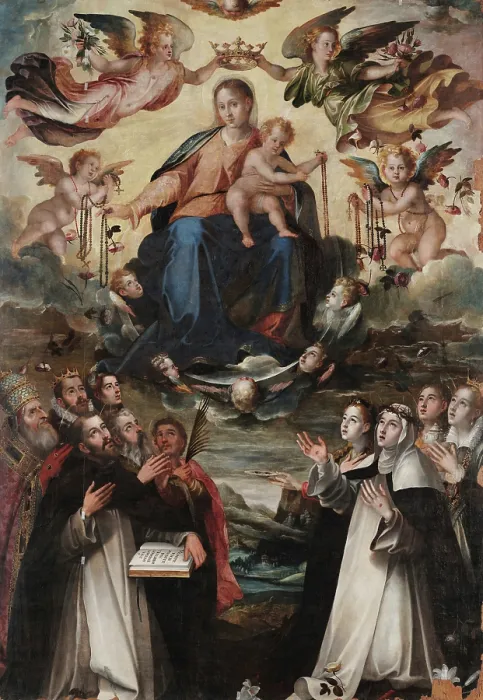 Framed Print : The Madonna of the Rosary, 1582-1584. Creator: Mijtens (Meytens), Aert (1541-1602) Framed Print : The Madonna of the Rosary, 1582-1584. Creator: Mijtens (Meytens), Aert (1541-1602)