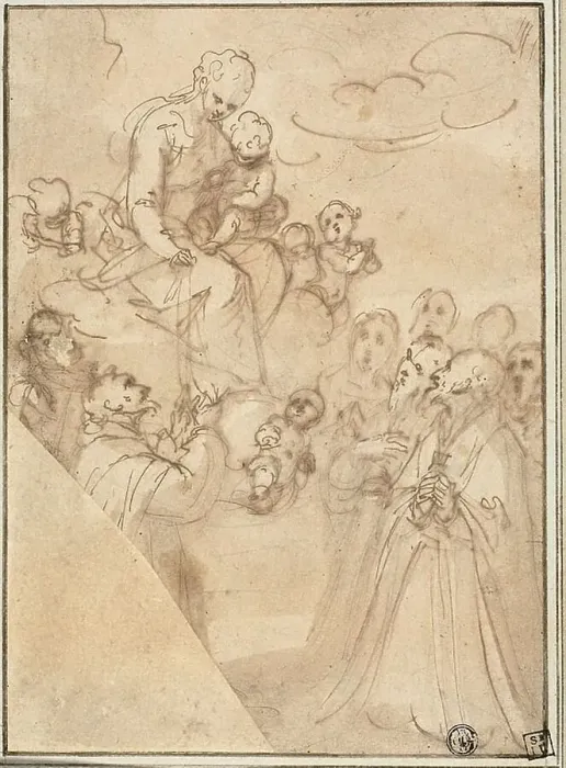 Framed Print : Madonna of the Rosary, with Dominic and Other Saints, n.d. Creator: Guglielmo Caccia Framed Print : Madonna of the Rosary, with Dominic and Other Saints, n.d. Creator: Guglielmo Caccia