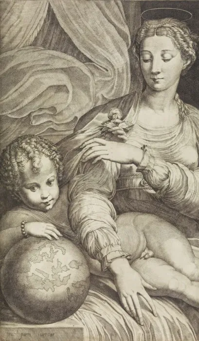 Framed Print : Madonna of the Rose, 16th-17th century. 16th-17th century. Creator: Anon Framed Print : Madonna of the Rose, 16th-17th century. 16th-17th century. Creator: Anon