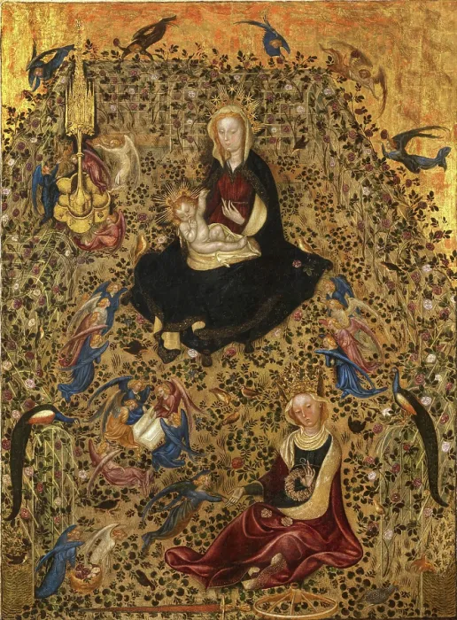 Framed Print : Madonna of the Rose Garden, 1420. Creator: Sassetta (1392-1450) Framed Print : Madonna of the Rose Garden, 1420. Creator: Sassetta (1392-1450)
