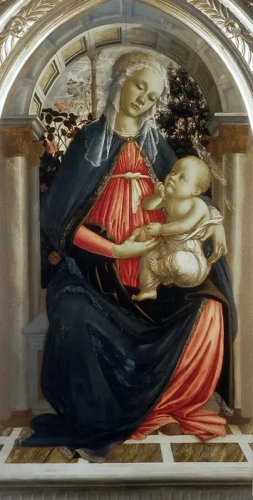 Framed Print : Madonna of the Rose Garden (Madonna del Roseto), 1469. Creator: Botticelli, Sandro (1445-1510)
