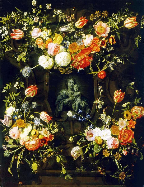 Madonna Surrounded by Flowers, 1662. Artist: Frans Ijkens