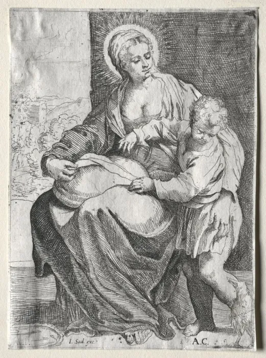 Framed Print : Madonna with the White Raven, 1500s. Creator: Annibale Carracci (Italian, c. 1560-1609), school of Framed Print : Madonna with the White Raven, 1500s. Creator: Annibale Carracci (Italian, c. 1560-1609), school of