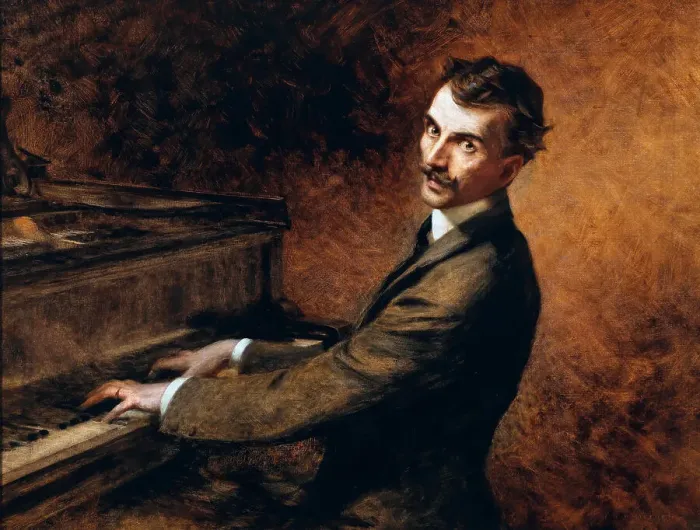 Framed Print : Maestro Arturo Toscanini (1867-1957) at the piano, 1902. Creator: Chartran, Théobald (1849-1907) Framed Print : Maestro Arturo Toscanini (1867-1957) at the piano, 1902. Creator: Chartran, Théobald (1849-1907)