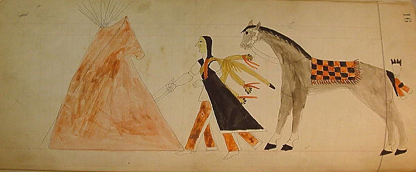 Maffet Ledger: Indian and horse, ca. 1874-81. Creator: Unknown