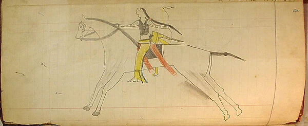 Maffet Ledger: Mounted Indian, ca. 1874-81. Creator: Unknown