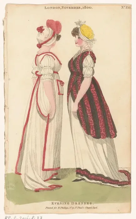 Framed Print : Magazine of Female Fashions of London and Paris, London, November, 1800, No. 33.1: Evening... 1800. Creator: Unknown Framed Print : Magazine of Female Fashions of London and Paris, London, November, 1800, No. 33.1: Evening... 1800. Creator: Unknown