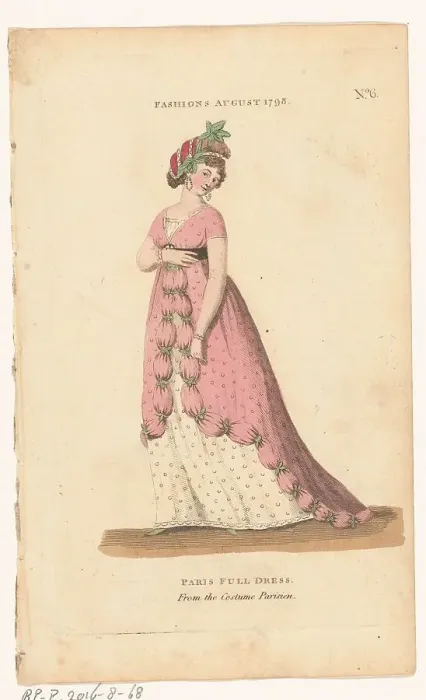 Framed Print : Magazine of Female Fashions of London and Paris, No. 6, Fashions August 1798: Paris Full... 1798. Creator: Unknown Framed Print : Magazine of Female Fashions of London and Paris, No. 6, Fashions August 1798: Paris Full... 1798. Creator: Unknown