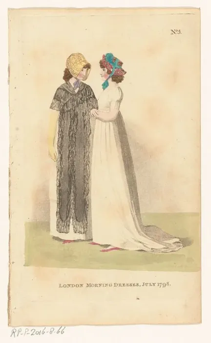 Framed Print : Magazine of Female Fashions of London and Paris, No. 5: London Morning Dresses, July 1798. 1798. Creator: Unknown Framed Print : Magazine of Female Fashions of London and Paris, No. 5: London Morning Dresses, July 1798. 1798. Creator: Unknown