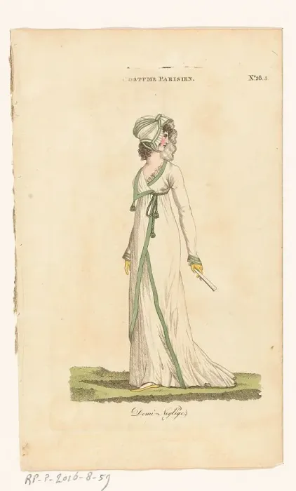 Framed Print : Magazine of Female Fashions of London and Paris. No. 28.3: Costume Parisien: Demi... 1798-1806. Creator: Unknown Framed Print : Magazine of Female Fashions of London and Paris. No. 28.3: Costume Parisien: Demi... 1798-1806. Creator: Unknown