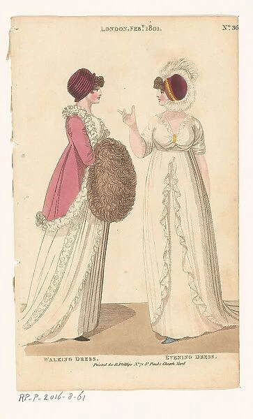 Magazine of Female Fashions of London and Paris. No. 36. London Feb. 1801: Walking Dress... 1801. Creator: Unknown