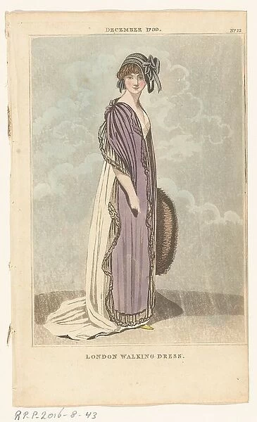 Magazine of Female Fashions of London and Paris, No.22, December 1799. London Walking Dress, 1799. Creator: Unknown
