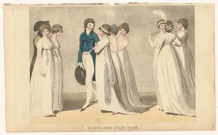 Framed Print : Magazine of Female Fashions of London and Paris: Ranelagh July 1798, 1798. Creator: Unknown Framed Print : Magazine of Female Fashions of London and Paris: Ranelagh July 1798, 1798. Creator: Unknown