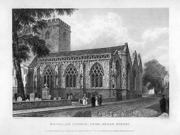 Magdalen Church, from Broad Street, Oxford, 1833. Artist: John Le Keux