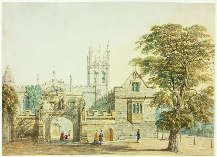 Framed Print : Magdalen College and Tower, Oxford, 1853. Creator: George Pyne Framed Print : Magdalen College and Tower, Oxford, 1853. Creator: George Pyne