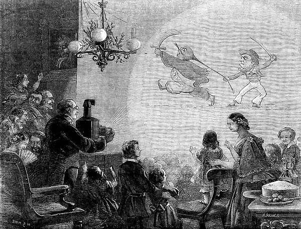 The Magic Lantern - drawn by H. G. Hine, 1858. Creator: M. Jackson