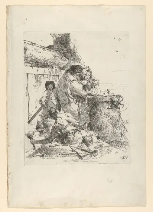 Framed Print : Three magicians burning a snake, from the Scherzi, ca. 1743-50 Framed Print : Three magicians burning a snake, from the Scherzi, ca. 1743-50