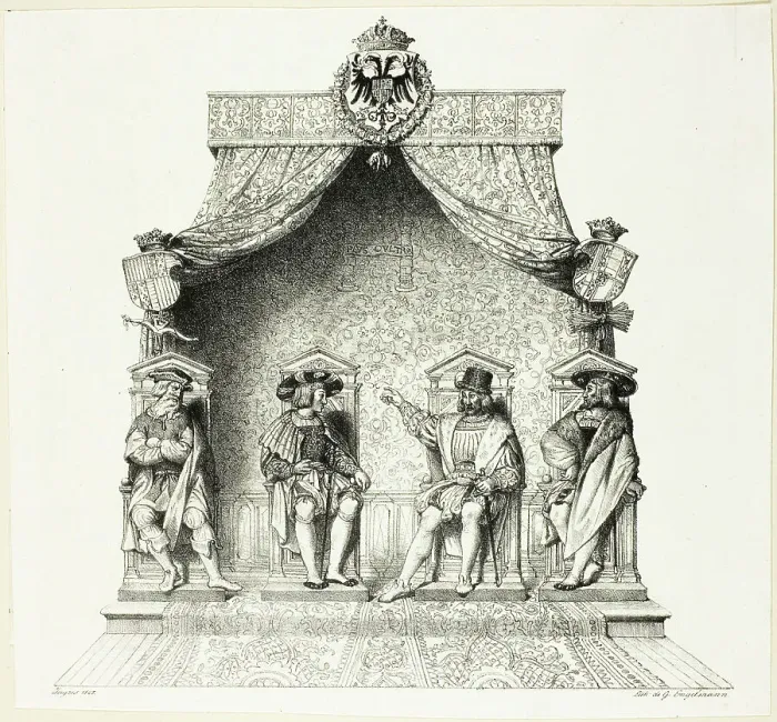 Framed Print : The Four Magistrates of Besançon, 1825. Creator: Jean-Auguste-Dominique Ingres Framed Print : The Four Magistrates of Besançon, 1825. Creator: Jean-Auguste-Dominique Ingres