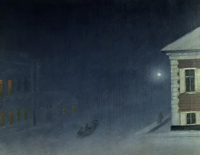 Framed Print : Magistratskaia Street on a Moonlit Evening, 1899. Creator: Pavel Mikhailovich Kosharov Framed Print : Magistratskaia Street on a Moonlit Evening, 1899. Creator: Pavel Mikhailovich Kosharov