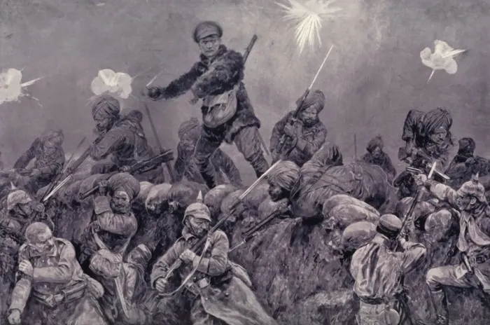 Framed Print : Magnificent Charge of Indian Troops Against the German Trenches, 1916. Creator: Unknown Framed Print : Magnificent Charge of Indian Troops Against the German Trenches, 1916. Creator: Unknown