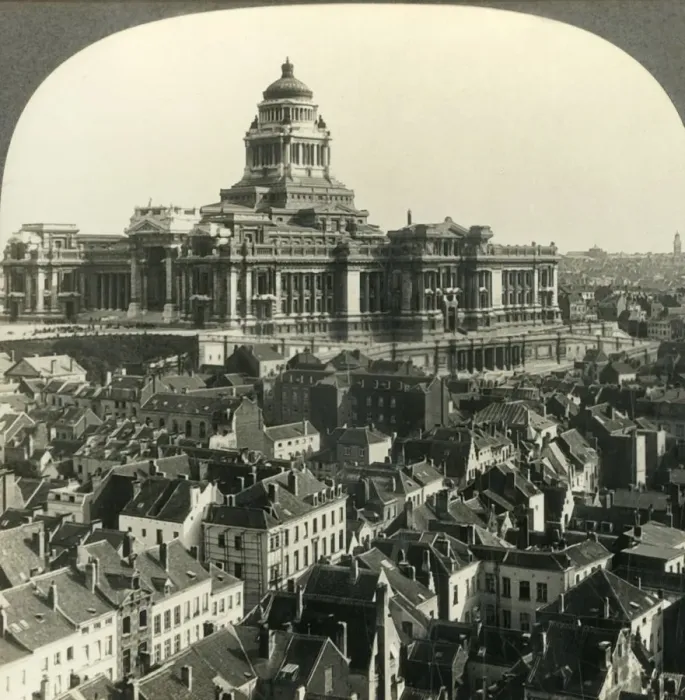 Framed Print : Magnificent Palace of Justice, S. E. from Notre Dame de la Chapelle, Brussels, Belgium, c1930s Framed Print : Magnificent Palace of Justice, S. E. from Notre Dame de la Chapelle, Brussels, Belgium, c1930s