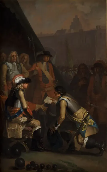Framed Print : Magnus Stenbock Surrenders the Fortress of Tonning to Frederick IV in 1714, 1785 Framed Print : Magnus Stenbock Surrenders the Fortress of Tonning to Frederick IV in 1714, 1785