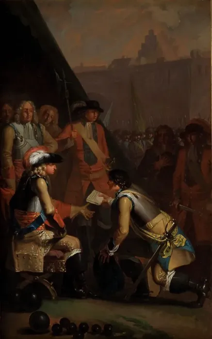 Framed Print : Magnus Stenbock Surrenders the Fortress of Tonningen to Frederik IV in 1714, 1785. Creator: Nicolai Abraham Abildgaard Framed Print : Magnus Stenbock Surrenders the Fortress of Tonningen to Frederik IV in 1714, 1785. Creator: Nicolai Abraham Abildgaard