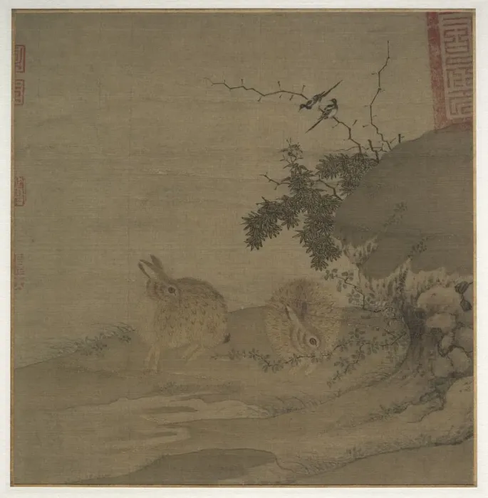Framed Print : Magpies and Wild Rabbits, 1200s. Creator: Li Yong (Chinese, active 1200s) Framed Print : Magpies and Wild Rabbits, 1200s. Creator: Li Yong (Chinese, active 1200s)
