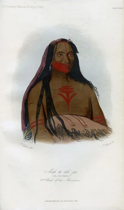 Framed Print : Mah-to-toh-pa, (The Four Bears), 2nd Chief of the Mandans, 1848. Artist: Harris Framed Print : Mah-to-toh-pa, (The Four Bears), 2nd Chief of the Mandans, 1848. Artist: Harris