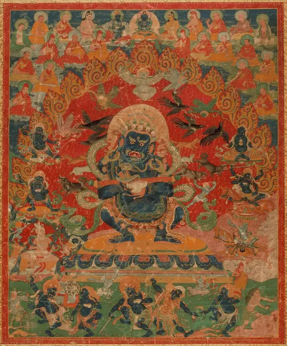Framed Print : Mahakala and Companions, c1700. Creator: Anon Framed Print : Mahakala and Companions, c1700. Creator: Anon