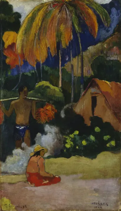 Framed Print : Mahana Maa (Landscape in Tahiti). Artist: Gauguin, Paul Eugene Henri (1848-1903) Framed Print : Mahana Maa (Landscape in Tahiti). Artist: Gauguin, Paul Eugene Henri (1848-1903)