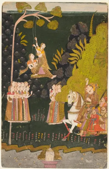Framed Print : Maharaja Abhai Singh, Equestrian, Watching Girls Swinging at the Teej Festival, c Framed Print : Maharaja Abhai Singh, Equestrian, Watching Girls Swinging at the Teej Festival, c