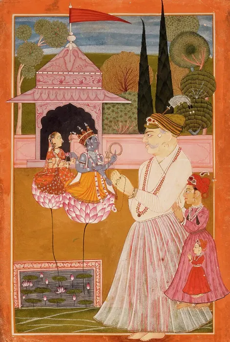 Framed Print : Maharaja Kumar Himan Raj Singh at Worship, c1790. Creator: Unknown Framed Print : Maharaja Kumar Himan Raj Singh at Worship, c1790. Creator: Unknown