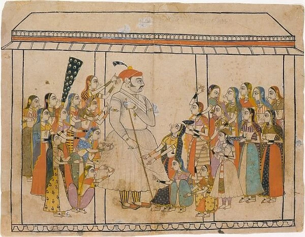 Maharaja Raj Singh Adored by His Ladies, ca. 1710-20. Creator: Unknown