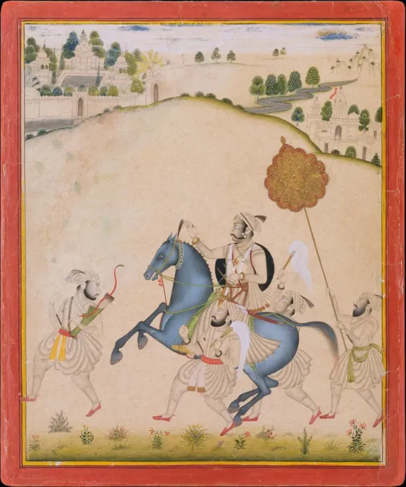 Framed Print : Maharana Amar Singh II Riding a Jodhpur Horse, ca. 1700-1710. Creator: Stipple Master Framed Print : Maharana Amar Singh II Riding a Jodhpur Horse, ca. 1700-1710. Creator: Stipple Master