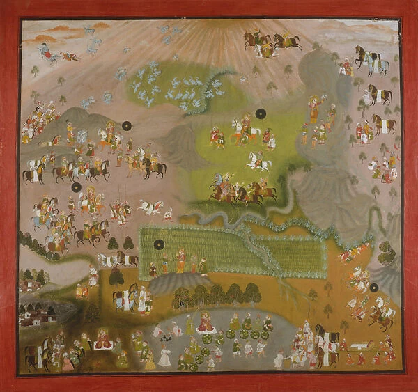 Maharana Jagat Singh Hawks for Cranes, dated 1744. Creator: Shiva and Dayal