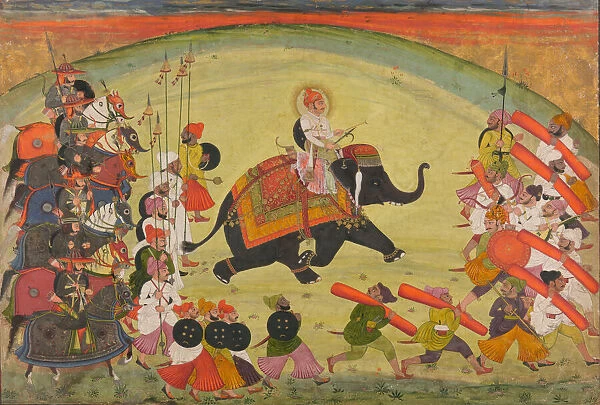 Maharao Guman Singh Riding an Elephant in Procession, dated 1770 (samvat 1827)