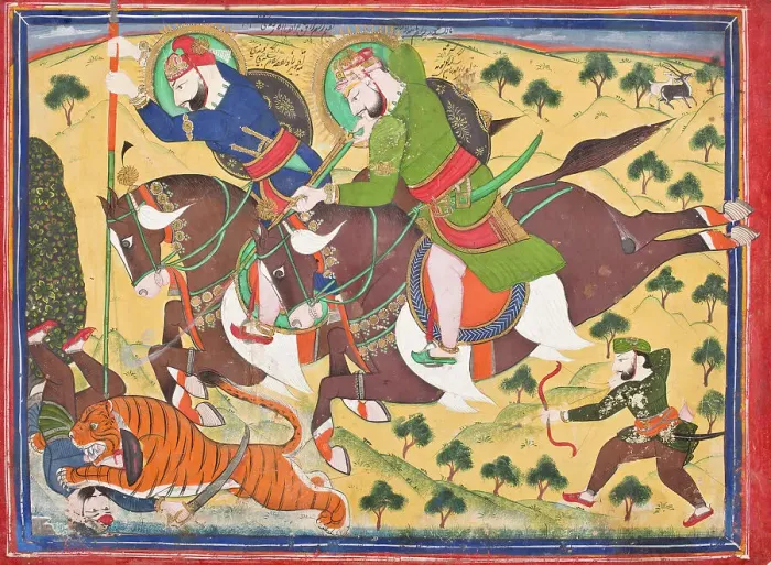 Framed Print : Maharao Ram Singh II of Kota (reigned 1827-1866) - Hunting with Maharao Ram Singh of Bundi, c1880. Creator: Unknown Framed Print : Maharao Ram Singh II of Kota (reigned 1827-1866) - Hunting with Maharao Ram Singh of Bundi, c1880. Creator: Unknown