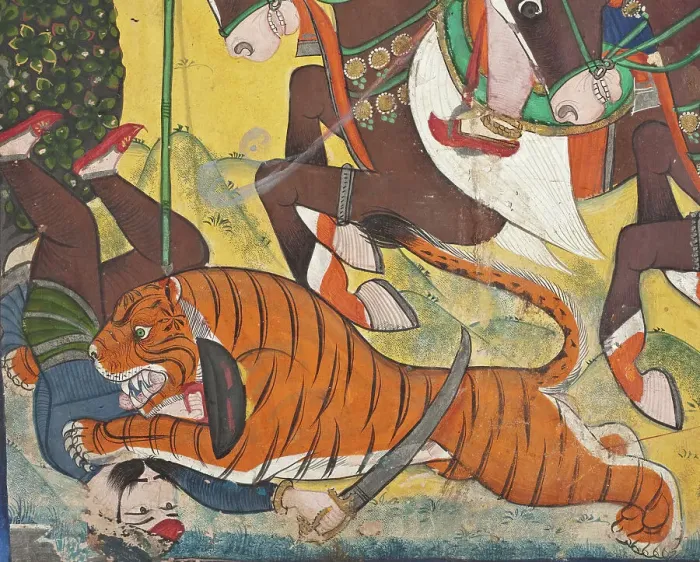 Framed Print : Maharao Ram Singh II of Kota (reigned 1827-1866) - Hunting with Maharao Ram Singh of Bundi, c1880. Creator: Unknown Framed Print : Maharao Ram Singh II of Kota (reigned 1827-1866) - Hunting with Maharao Ram Singh of Bundi, c1880. Creator: Unknown