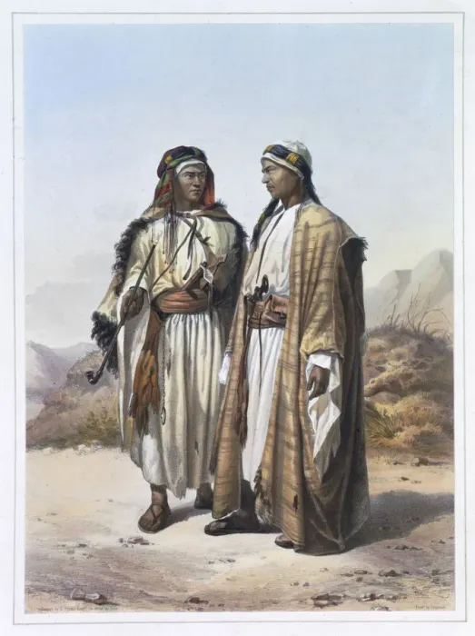 Framed Print : A Mahazi and a Soualeh Bedouin, 1848. Artist: Charles Bour Framed Print : A Mahazi and a Soualeh Bedouin, 1848. Artist: Charles Bour