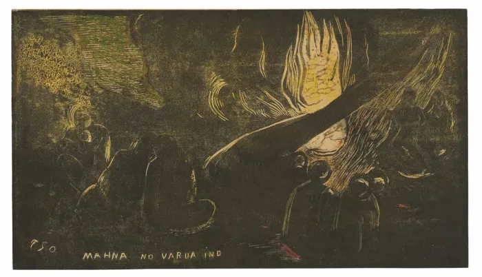 Framed Print : Mahna no varua ino (The Devil Speaks), from the Noa Noa Suite, 1893 / 94 Framed Print : Mahna no varua ino (The Devil Speaks), from the Noa Noa Suite, 1893 / 94
