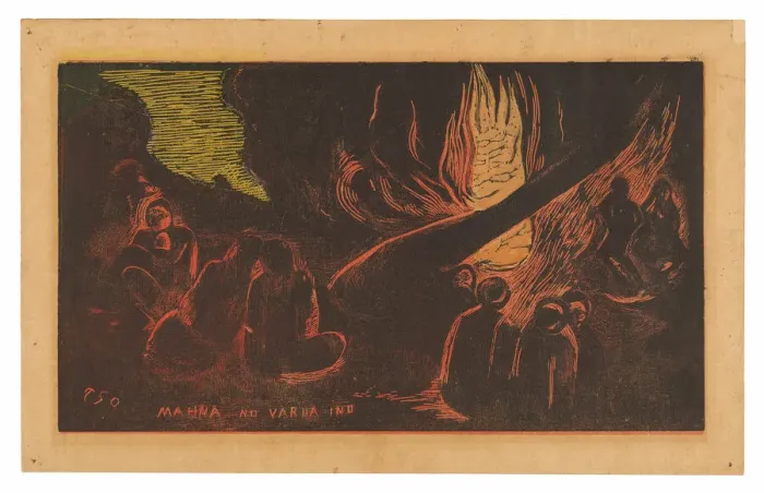 Framed Print : Mahna no varua ino (The Devil Speaks), from the Noa Noa Suite, 1894 Framed Print : Mahna no varua ino (The Devil Speaks), from the Noa Noa Suite, 1894