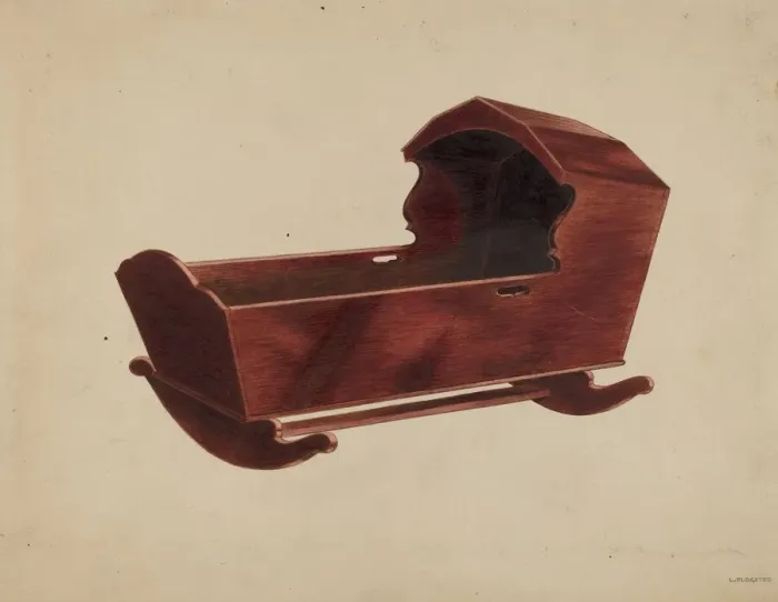 Framed Print : Mahogany Cradle, c. 1937. Creator: Louis Plogsted Framed Print : Mahogany Cradle, c. 1937. Creator: Louis Plogsted