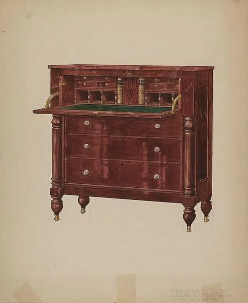 Mahogany Desk, c. 1939. Creator: Edward A Darby