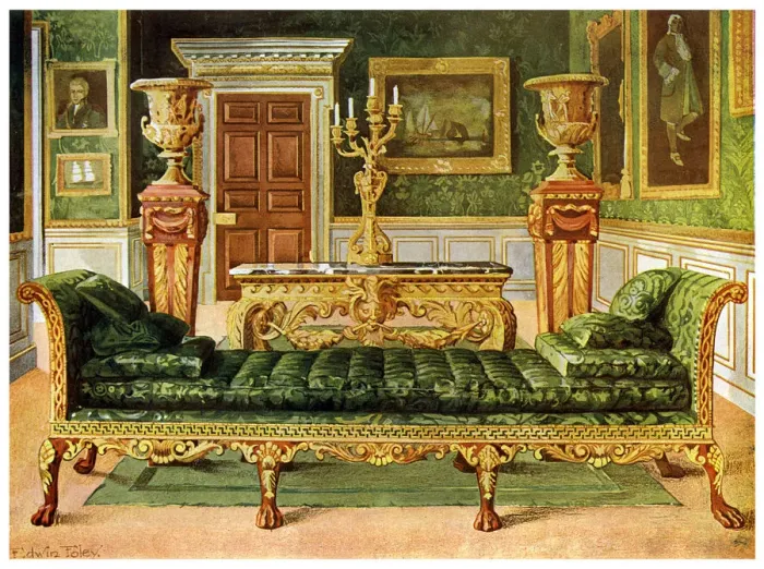 Framed Print : Mahogany and gilt Georgian suite, Longford Castle, Wiltshire, 1911-1912. Artist: Edwin Foley Framed Print : Mahogany and gilt Georgian suite, Longford Castle, Wiltshire, 1911-1912. Artist: Edwin Foley