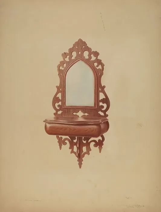 Framed Print : Mahogany Shaving Mirror, c. 1939. Creator: Parker Cushman Framed Print : Mahogany Shaving Mirror, c. 1939. Creator: Parker Cushman