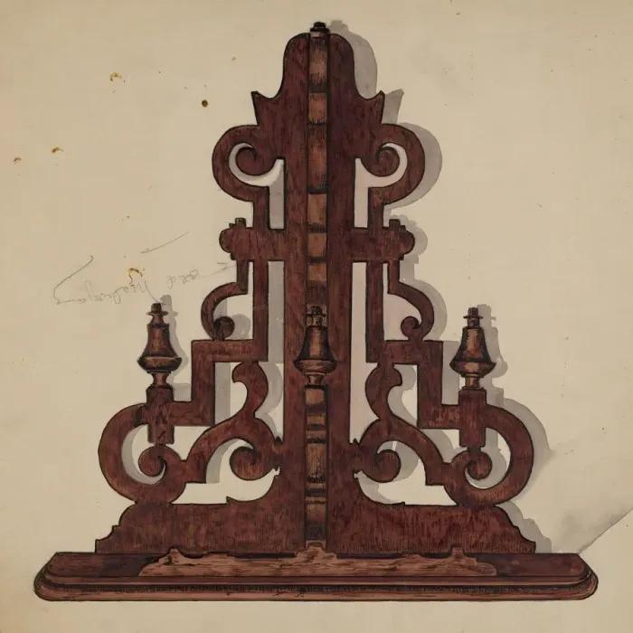 Framed Print : Mahogany Shelf, c. 1940. Creator: Marie Lutrell Framed Print : Mahogany Shelf, c. 1940. Creator: Marie Lutrell