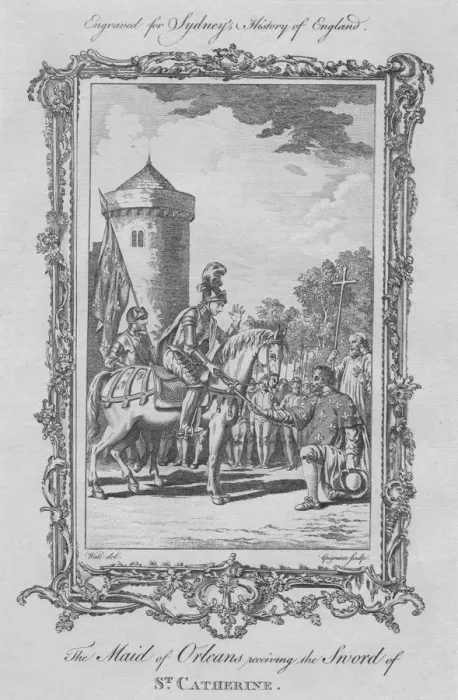 Framed Print : The Maid of Orleans receiving the Sword of St. Catherine, 1773. Creator: Charles Grignion Framed Print : The Maid of Orleans receiving the Sword of St. Catherine, 1773. Creator: Charles Grignion