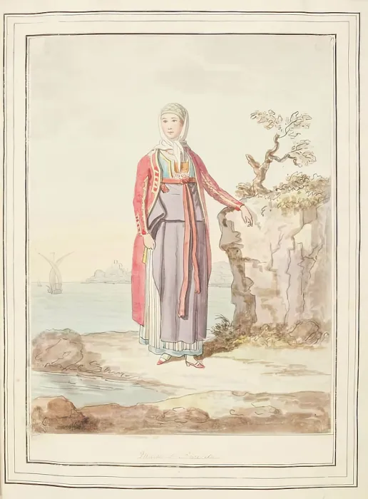 Framed Print : Maid of Procida, leaf from A Collection of Dresses by David Allan Mostly from Nature, 1776 Framed Print : Maid of Procida, leaf from A Collection of Dresses by David Allan Mostly from Nature, 1776